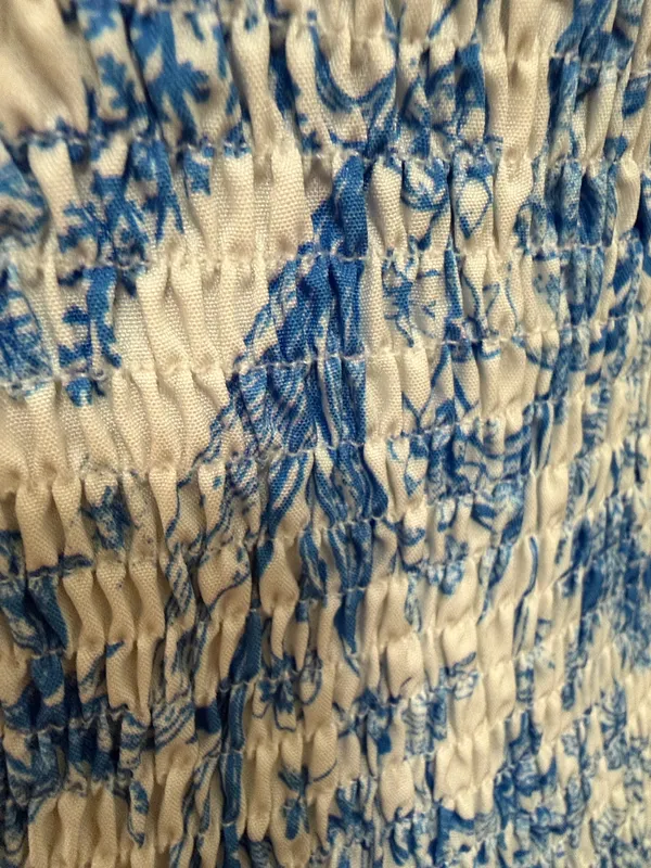 SHEIN Blue & White Floral Print Double Ruffle Hem Strapless Tube Dress -Size Med. Tiered Layer Ruffle Hem Tube Dress Sleeveless Tube Dress. Wear to a vacation, summer, spring outing, date night or party event. Super cute, gently warn & excellent condition. Measurements approximately 15” from armpit to armpit not fully stretched out from elastic x 25” long. Non-smoking home. Priced to sell at as is condition. Don’t like my price, make reasonable offer! - Image 5