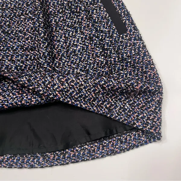 French Connection Multi-Color Tweed w/ Black Contrast A-Line Mini‎ Skirt Size 6 - Image 9
