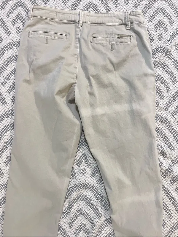 ANTHROPOLOGIE // CHINO Khaki Relaxed Floral Patched Distressed Chino Pants 28 - Image 5