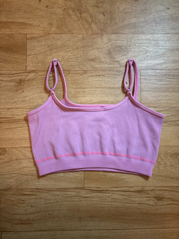 Bo + Tee Pink Ribbed Sports Bra - Image 3