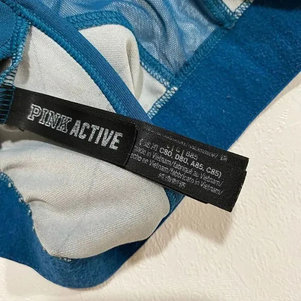 PINK Victoria’s Secret Active Bralette Blue Teal Logo Sports Bra L - Image 4