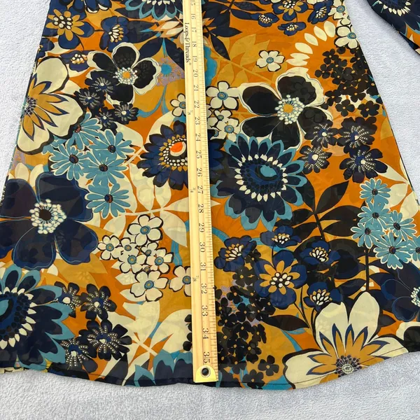 Molly Bracken Floral Print Mini‎ Dress Long Sleeve Sheer Chiffon Boho Small Chic - Image 8
