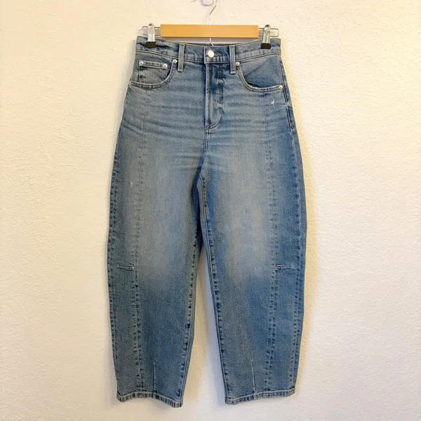 Pistola‎ Eli Barrel Jeans 24 Rhythm Vintage High Rise Arched Cropped Light Wash - Image 2