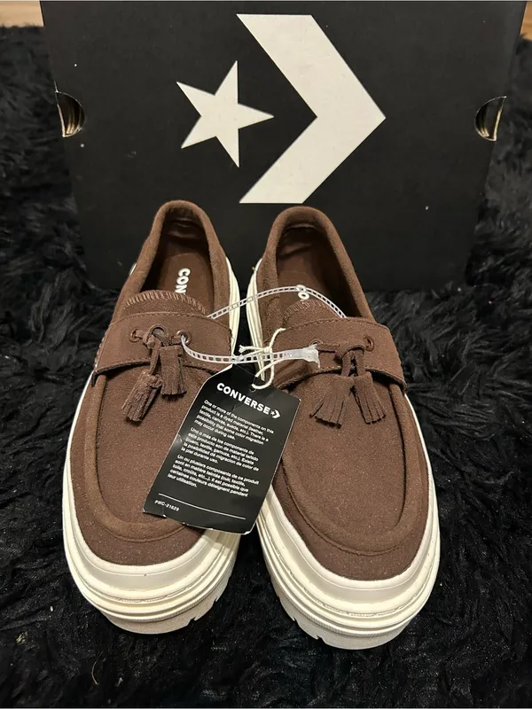 CONVERSE Chuck Taylor brown suede platform loafer slip on shoes women’s 8.5 new - Image 3