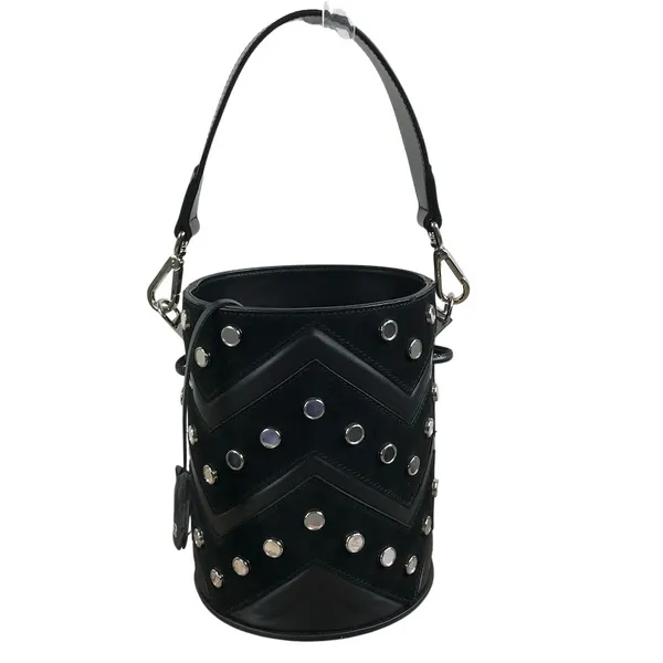 SALAR Italian Leather Studed Bucket Handbag Black Boho Luxury Rare Made In Italy - Image 3