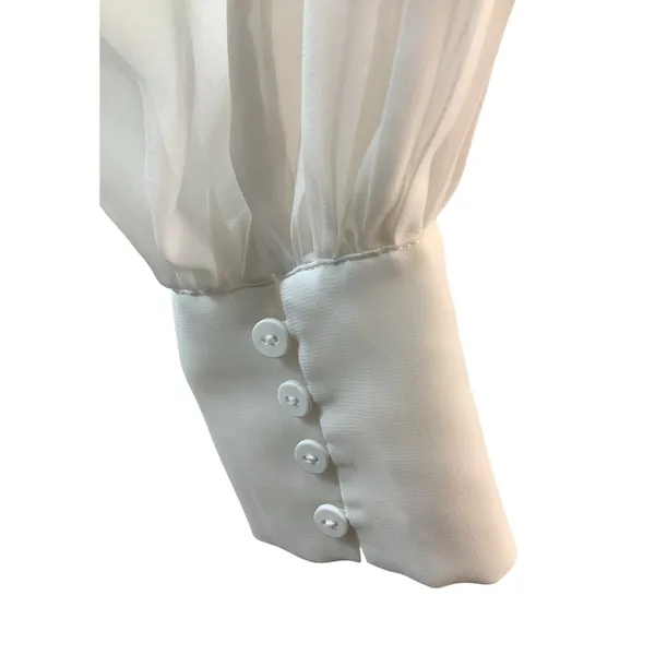 Express Size Small White Sheer Criss Front Long Sleeve Blouse. Preloved - Image 3