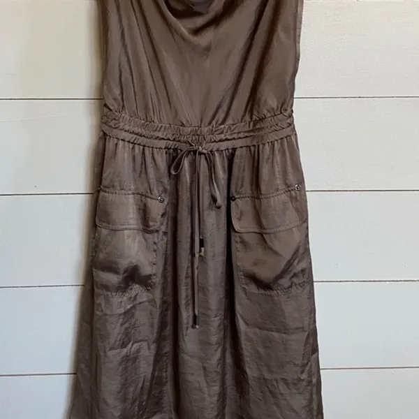 Vince Camuto Womens Taupe Brown Cowl Neck Sleeveless Dress‎ Size 2 VC2L70 - Image 4