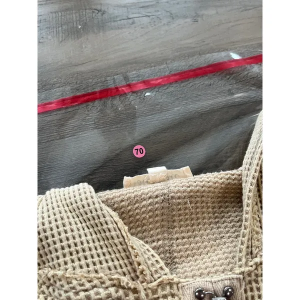 Oli & Hali Tan Waffle Knit Hook‎ & Eye Corset Cropped Hoodie JT0031 Womens Small - Image 6