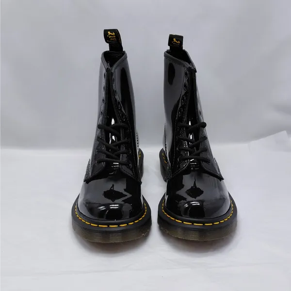Dr. Martens Womens Combat Boots Size 6 Black Patent Moto Goth Punk Biker Street - Image 3