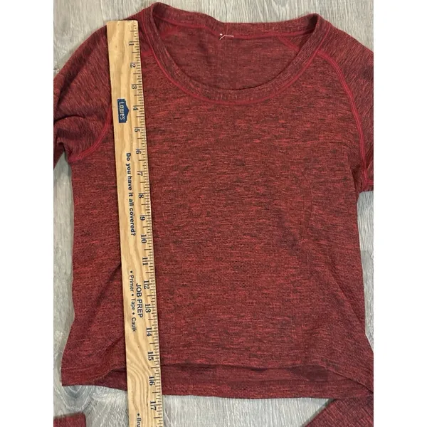 Lululemon Swiftly‎ Tech 2.0 Cropped Long Sleeve Shirt Heathered Red Women's 6 - Image 3