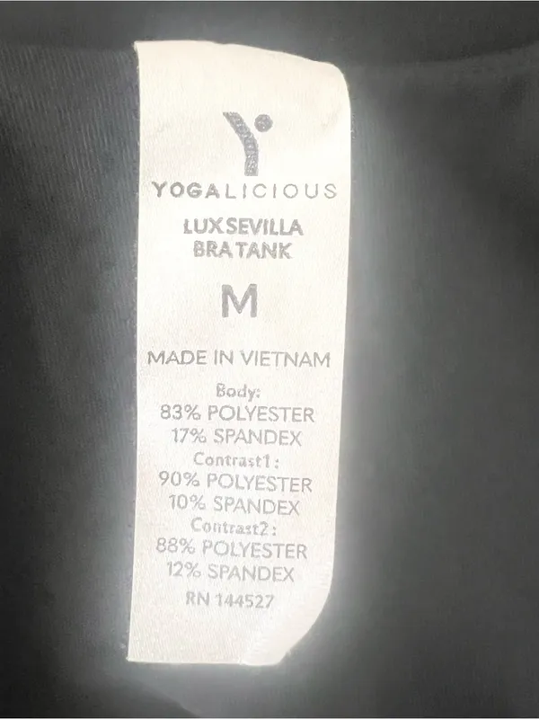 Yogalicious Black Lux Sevilla Bra Tank Scoop Neck Crop Top Size Medium - Image 7