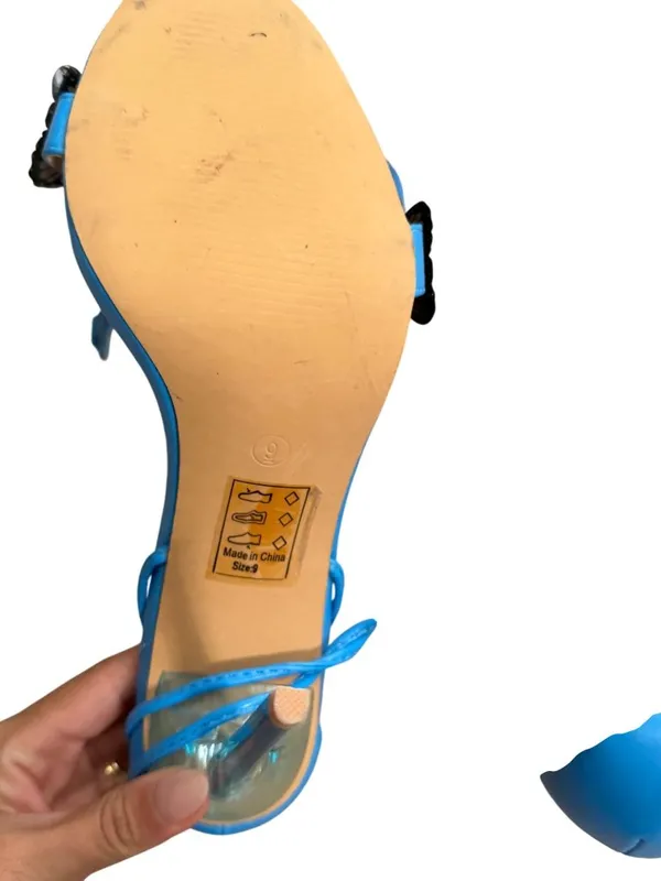 SHOE REPUBLIC LA Blue Butterfly Lace Up Sandals Heels Size 9 - Image 2