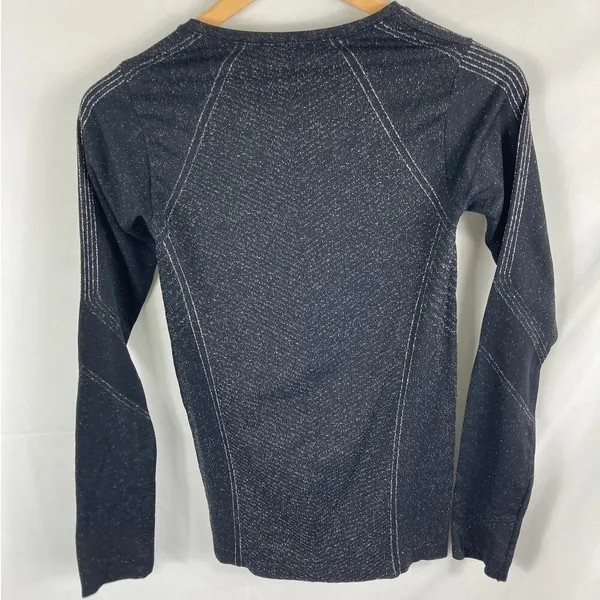 Athleta Black Silver Metallic Glitter Flurry Shine Base Layer Top Size XS - Image 7