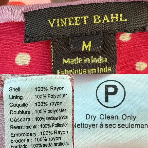 Anthropologie Vineet Bahl Womens Shirt l Pink Red Floral Embroidered Size Medium - Image 10