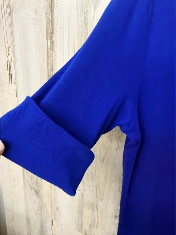Lauren Ralph Lauren Women’s M Cobalt Blue Gold Zip Boat Neck Cuff Sleeve Top - Image 9