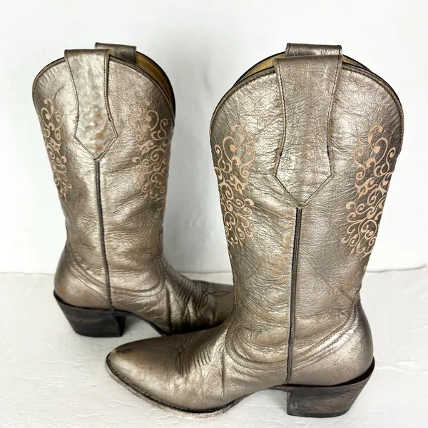 Shyanne Women's Lola Western Boot Size 6.5 Leather Metallic Point Toe - Image 3