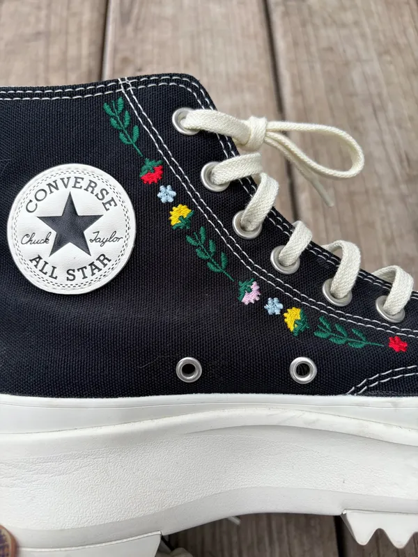 Converse Run Star Hike High Top Sneaker Black Embroidered - Image 6