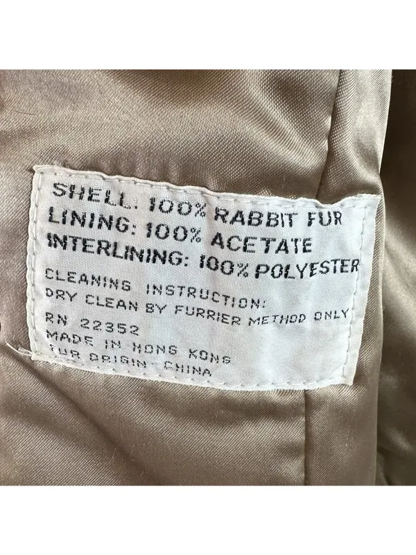 Vintage Split End Ltd Rabbit Fur Jacket S Cream Tan Cropped 70s 80s Hong Kong - Image 7