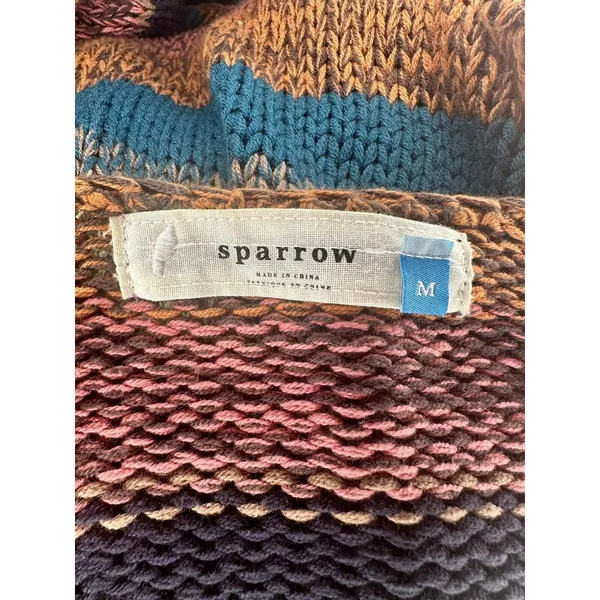Sky And Sparrow Anthropologie Multicolored Striped Cotton Blend Long Cardigan Size M EUC - Image 3