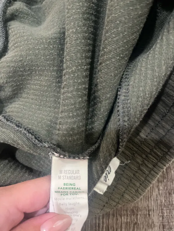 AERIE by American Eagle Groove-On Rib Velour Flare Pants in Nomad Olive - Image 7