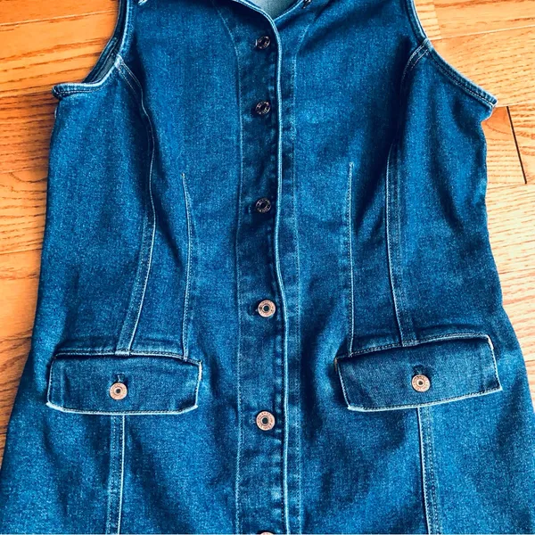 Gap Collared Mini Denim Shift Medium-Wash Casual Dress Women’s Size Medium - Image 9