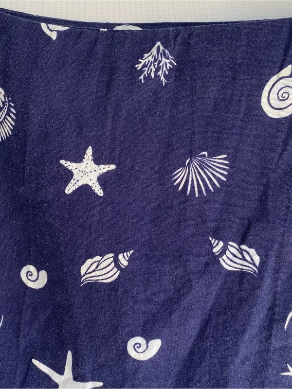 A New Day navy linen seashell nautical wrap skirt skort beach coastal cottage 6 - Image 6
