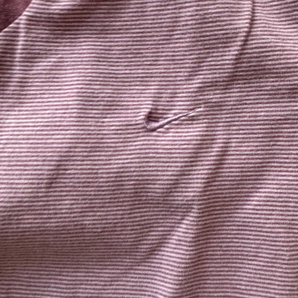 Nike Womens V Neck T Shirt Pink White Striped Short Sleeve Tee Size M - Image 3