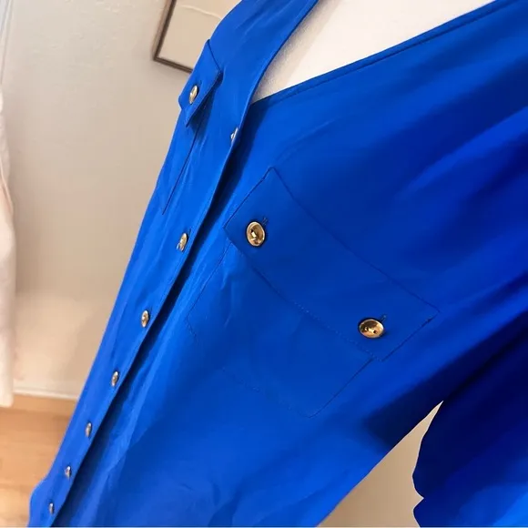 AMANDA UPRICHARD Courtney Cobalt Silk‎ Shirt Dress Size XS - Image 10