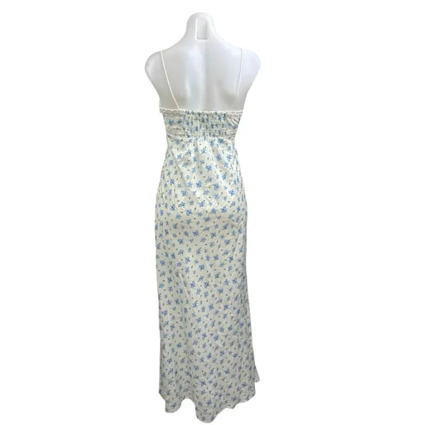 Kiss The Sky Juliette White Blue Floral Sleeveless Cami Camisole Maxi Dress XS - Image 2