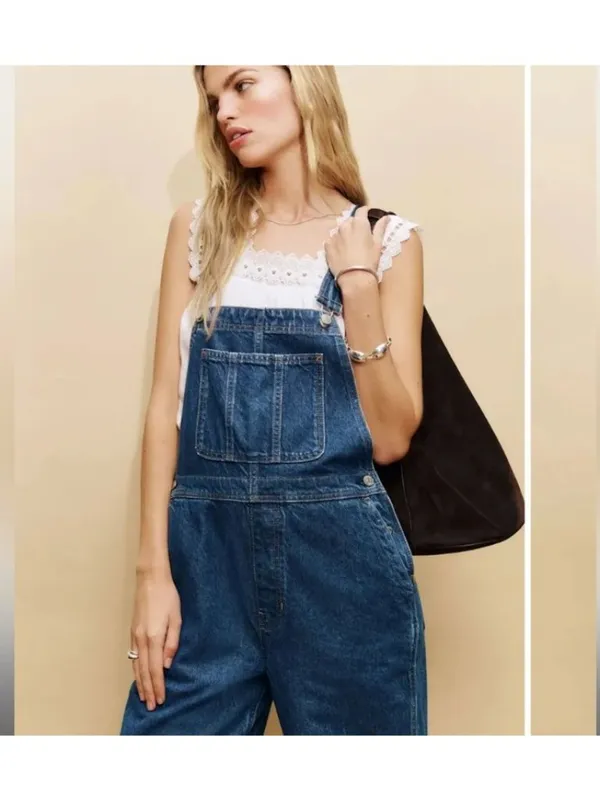 New Reformation M Arlo Denim Overalls Clearly Relaxed Fit Medium Regular - Image 6