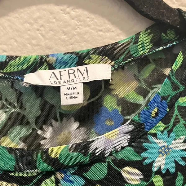 AFRM Multicolor Floral Long Sleeve mesh top Green Size undefined - Image 4