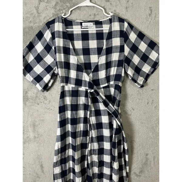 Urban Outfitters Gingham Surplice Wrap Midi Dress Prairie‎ Cottagecore Picnic SM - Image 3