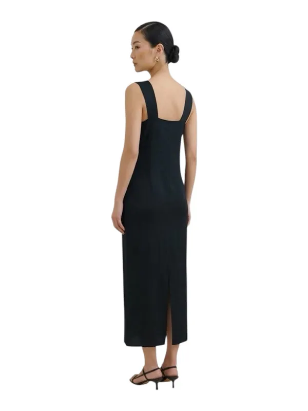 Reformation Vea Black Crepe Square Neck Maxi Shift Dress Size 12 Lined - Image 3