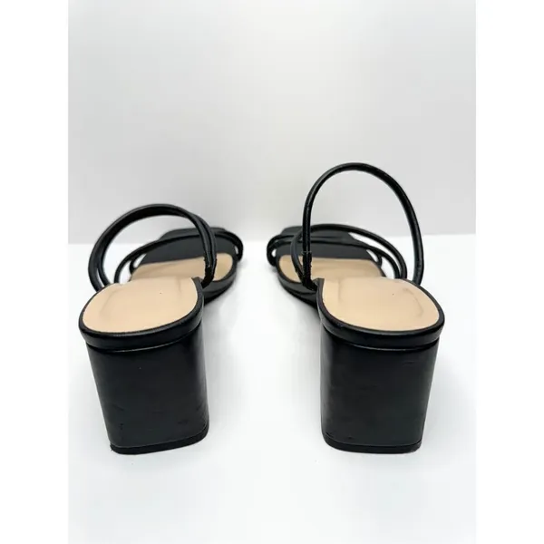A new day‎ Sandals Strappy Black Block Heel Size 9.5 Square Toe - Image 6