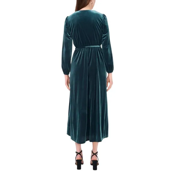NWT Msk Womens Long-Sleeve Stretch Velvet Dress 93017220X Emerald Green XL - Image 2