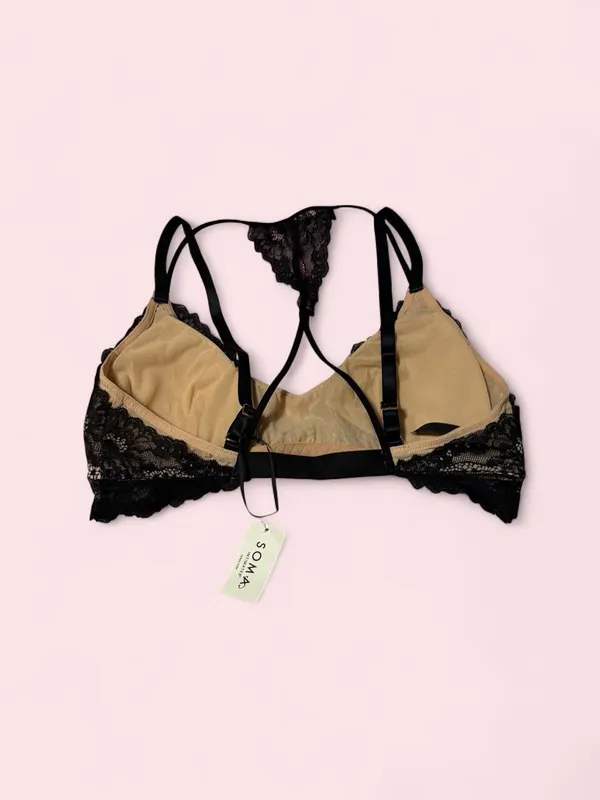 Soma Black Lace Bralette with Strappy Back Detail - Image 2