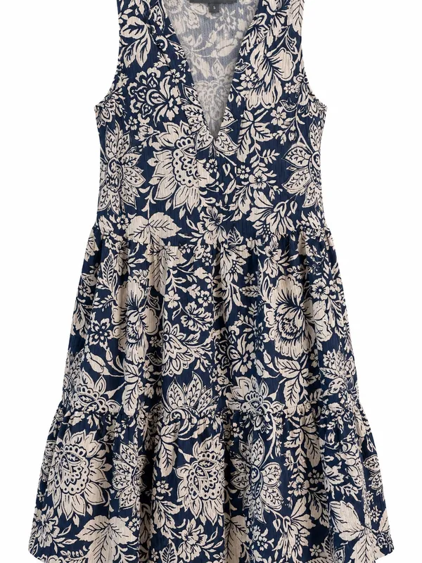 Elliott Lauren Flora Dress Women Small Blue Floral Tiered Sleeveless V-Neck - Image 7