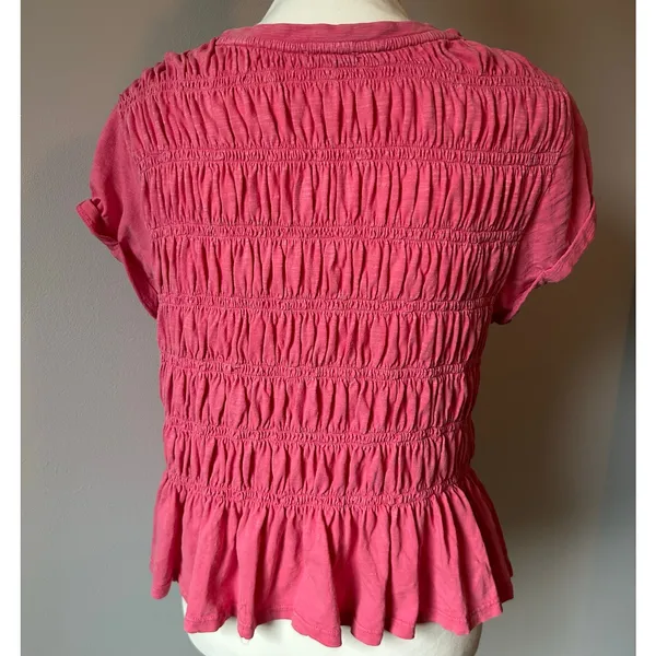 Pilcro Pink Cinched Gathered T-Shirt Blouse Top Bright Size Large - Image 5