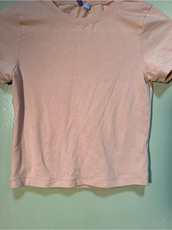 Florence by Mills Women's Sz Small Baby Shrunken Tee Mahogany Beige Brown Cotton - Image 3