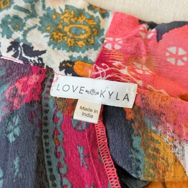Love Kyla Boho Kimono Cardigan Womens One Size Embroidered Patchwork Viscose - Image 6
