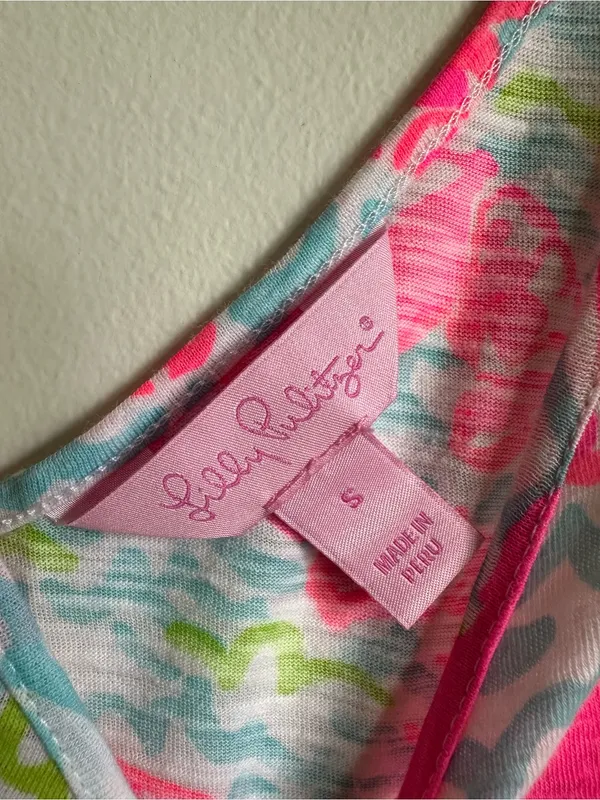 Lilly Pulitzer Gigi Tank Lobstah Roll Pop Up Womens Small Green Pink Blue - Image 5