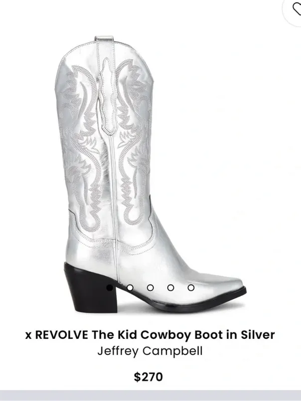Silver Western Embroidered Cowboy Boots Size 8 - Image 6