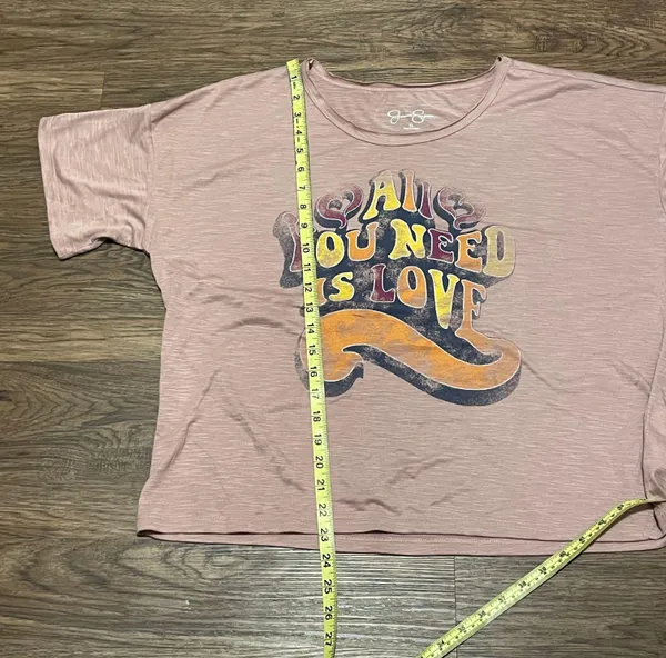 Jessica Simpson NWT Women's Rose Colored "All You Need Is Love" Shirt X-Large - Image 8