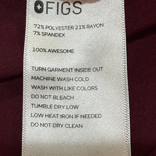 FIGS Catarina One Pocket Scrub Top Burgundy XS Healthcare Nurse Hospital Uniform - Image 5