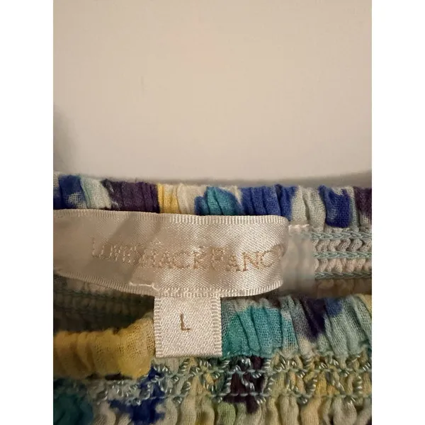 LoveShackFancy Capri Midi Dress- Size L Blue‎ Multi 3/4 Sleeves Smocked Waist - Image 6