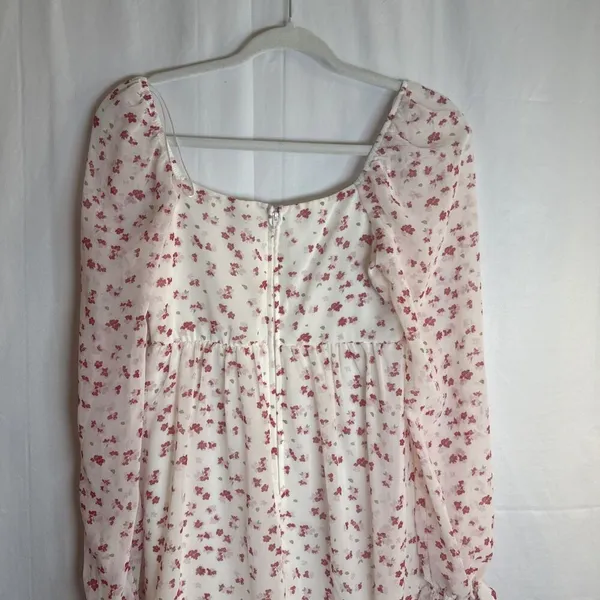 FRANCESCA'S MI AMI WHITE RED FLORAL LONG SLEEVE BABYDOLL DRESS Size XS Preowned - Image 14