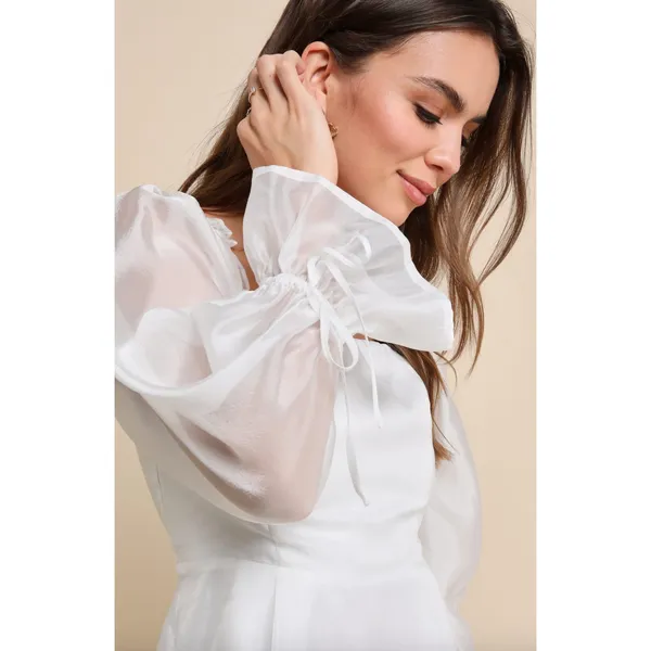 Lulus Darling Image White Chiffon Ruffled Off-the-Shoulder Mini Dress XS NWT - Image 3