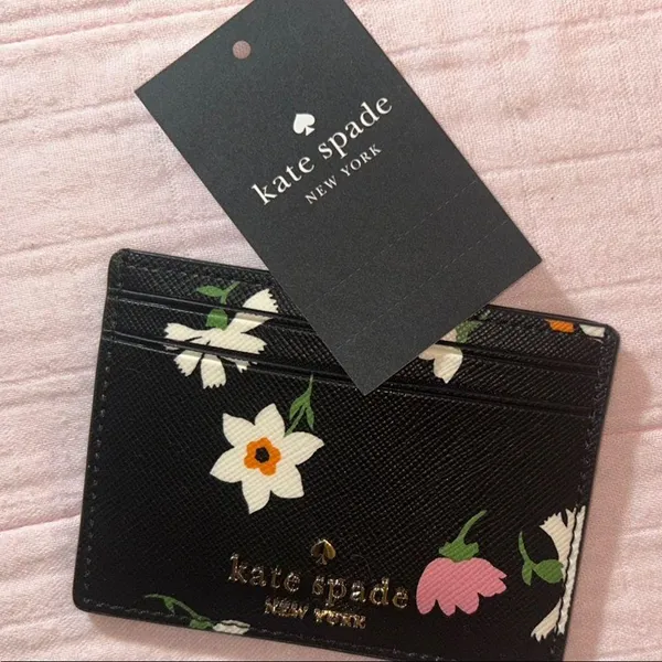 NWT Kate Spade Black Floral Card Holder - Image 10