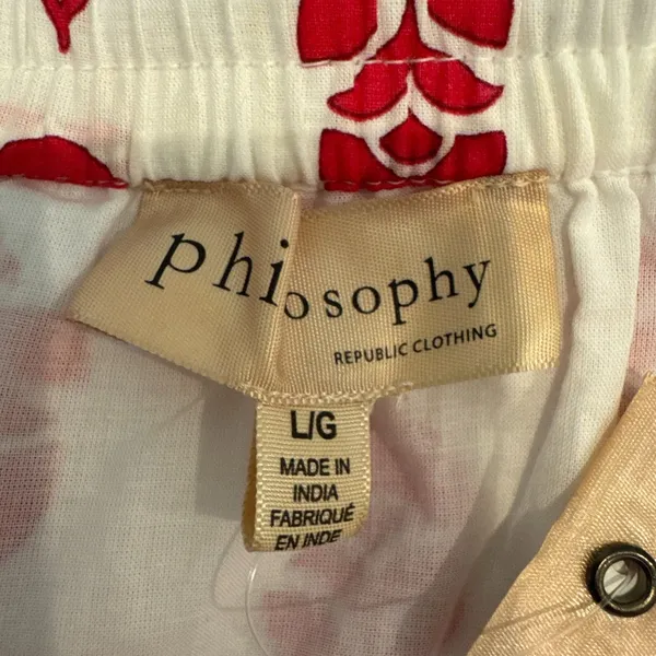 NWT Philosophy Maxi Skirt Large Red/White Floral Tiered Boho Festival Peasant - Image 4
