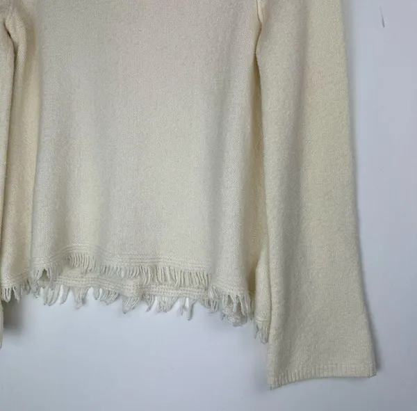 Anthropologie Akemi Kin Wool Alpaca Turtleneck Sweater Sz Small Fringe Trim - Image 6